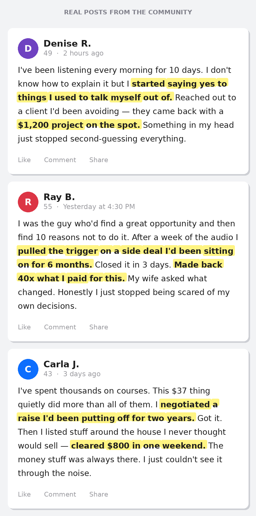 Real customer results from The Neural Wealth Switch community